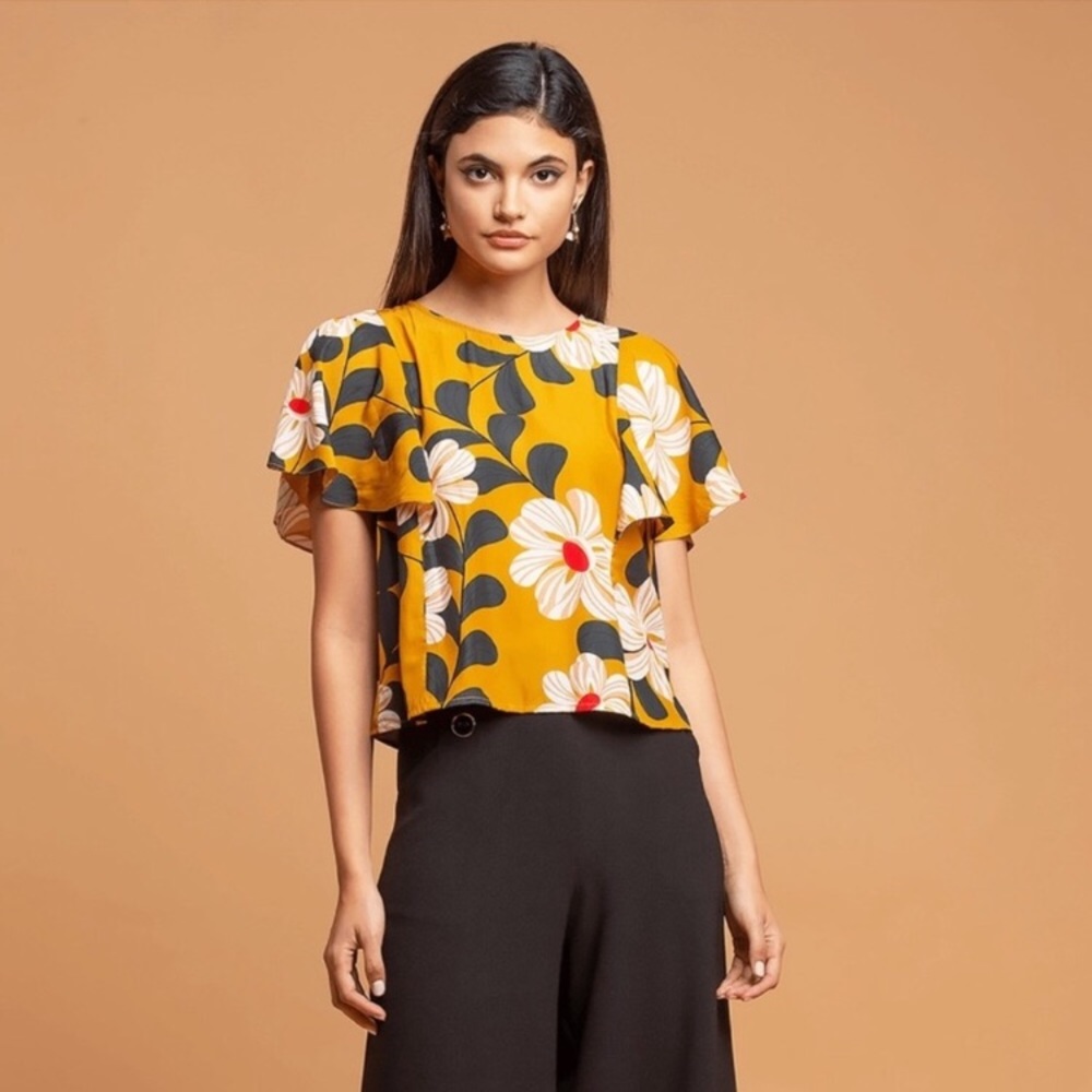 Anthro  Eva Franco Ikebana Floral Blouse Size 8